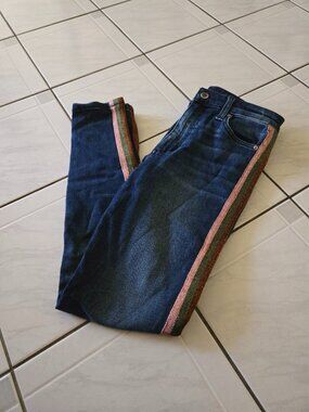 Joe's Jeans Charlie High Rise Skinny Ankle Jeans Jillie Tuxedo Stripe 26